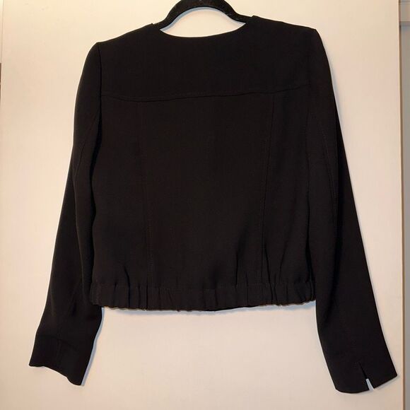 Ann Taylor Loft Women's Blazer Jacket Full Zip Pocket Cropped Black Size 4 NWOT - Picture 6 of 6